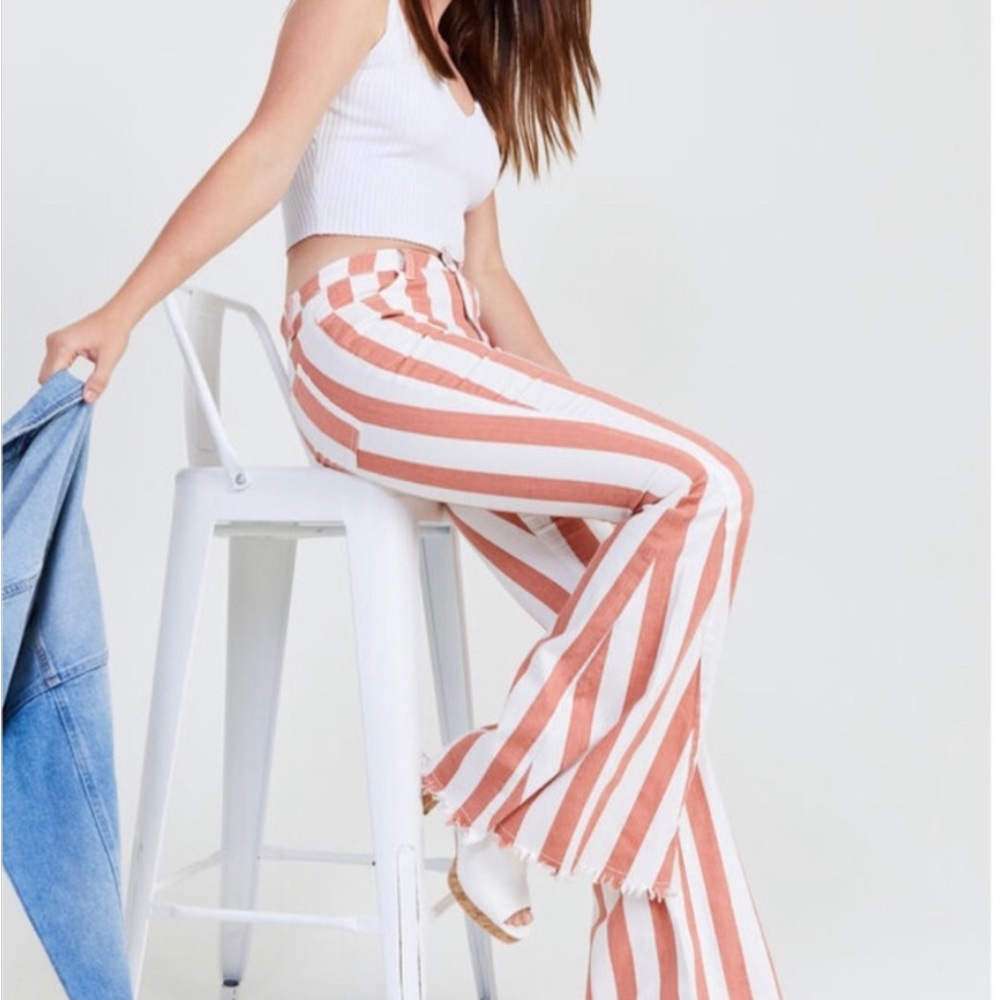 Altar’d State Emerie Flare Striped Pants Small